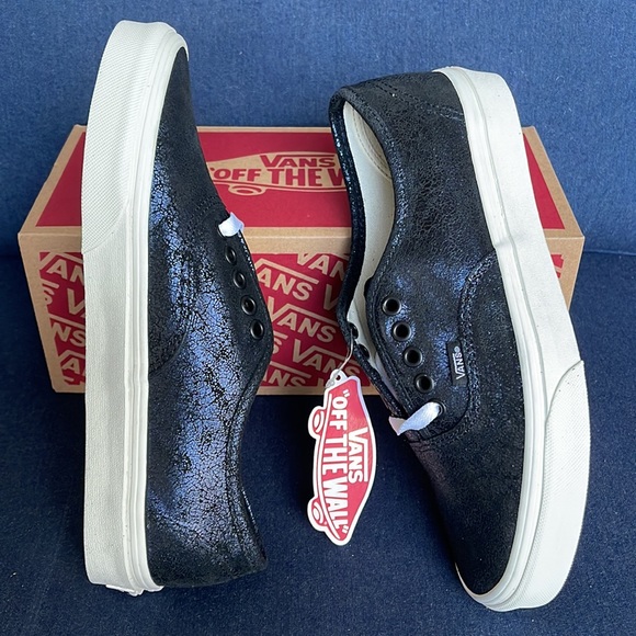 Vans Authentic Cracked Leather Black / Blue Men’s - Picture 12 of 16
